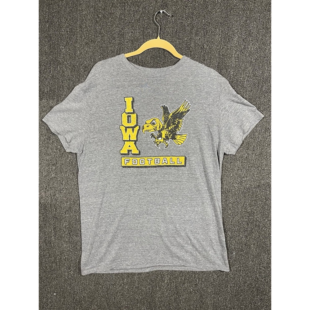Champion Iowa Hawkeyes Football T-Shirt Gray Graphic Logo Men's Large NCAA